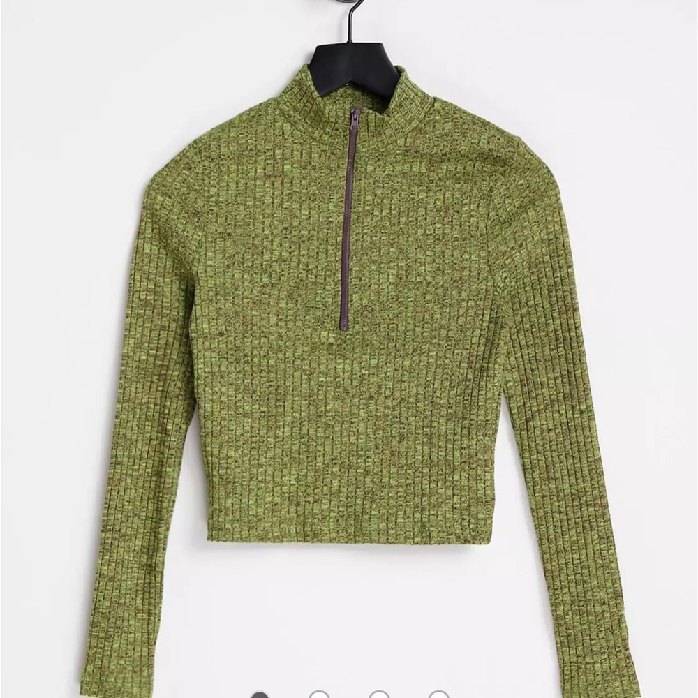 🌸ASOS Green Long Sleeve Crop Quarter Zip